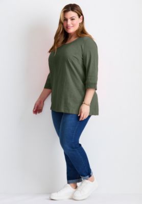 Women's Plus Size Crochet Trim Tunic