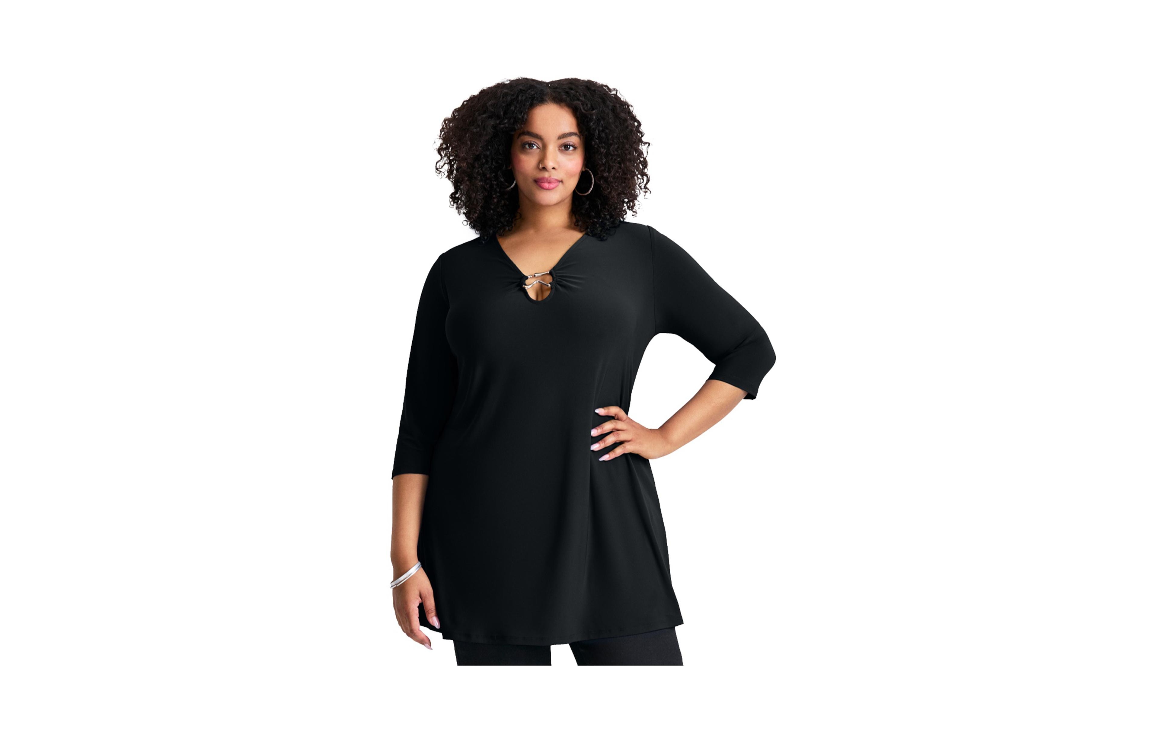 Avenue Women's Plus Ring Detail Tunic Top