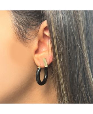 Onyx Hoop Earrings 25 millimeters