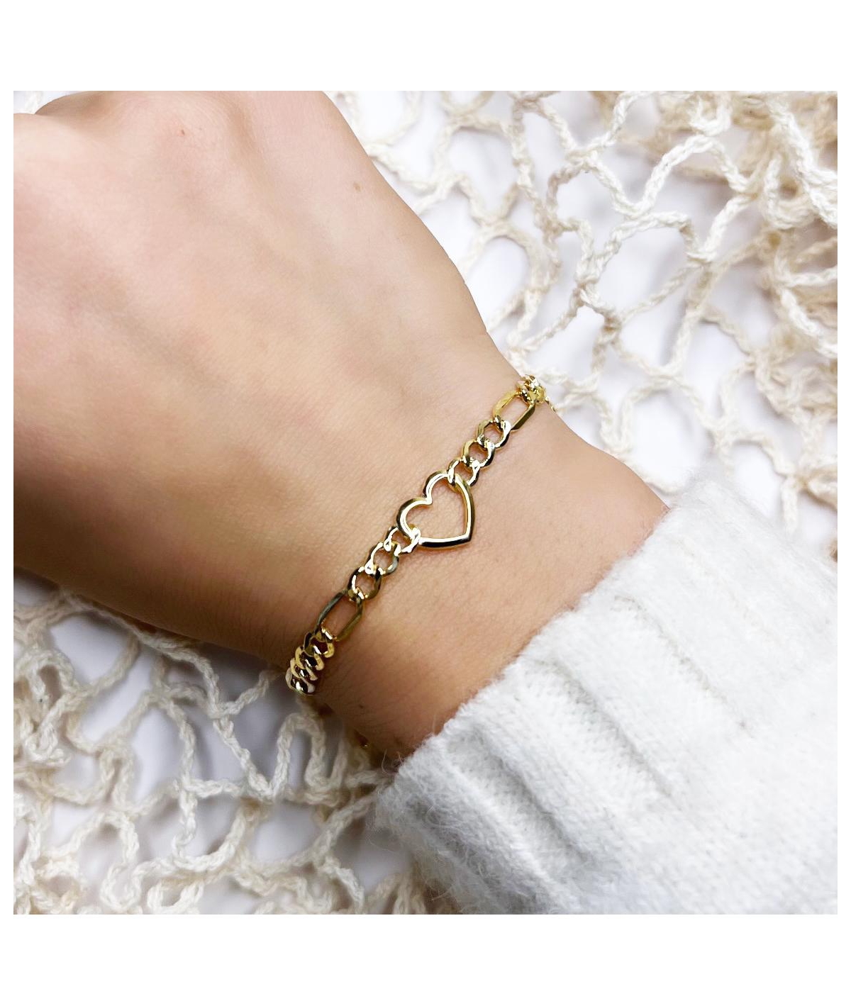 The Lovery Figaro Heart Bracelet 14K Gold