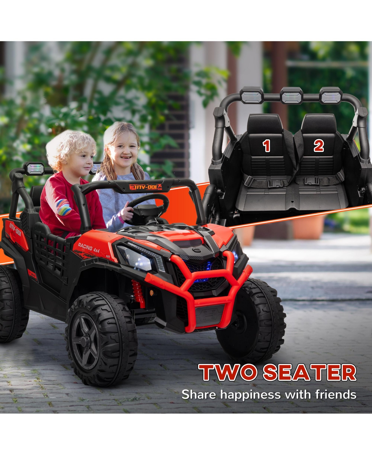 Qaba 2 Seater 24V Electric Car for Kids with Remote Control,