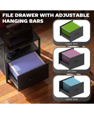 67&amp;#x22; Computer Desk Home Office Desk with File Cabinet Lights