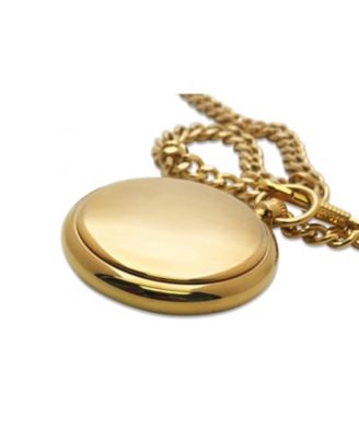 Men's 14K Gold Plated Sun Moon Pocket Watch with Gold-Tone Chain
