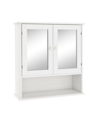 Bathroom Wall Cabinet with Double Mirror Doors and Shelves Modern Storage Organizer for Bathroom or Living Room
