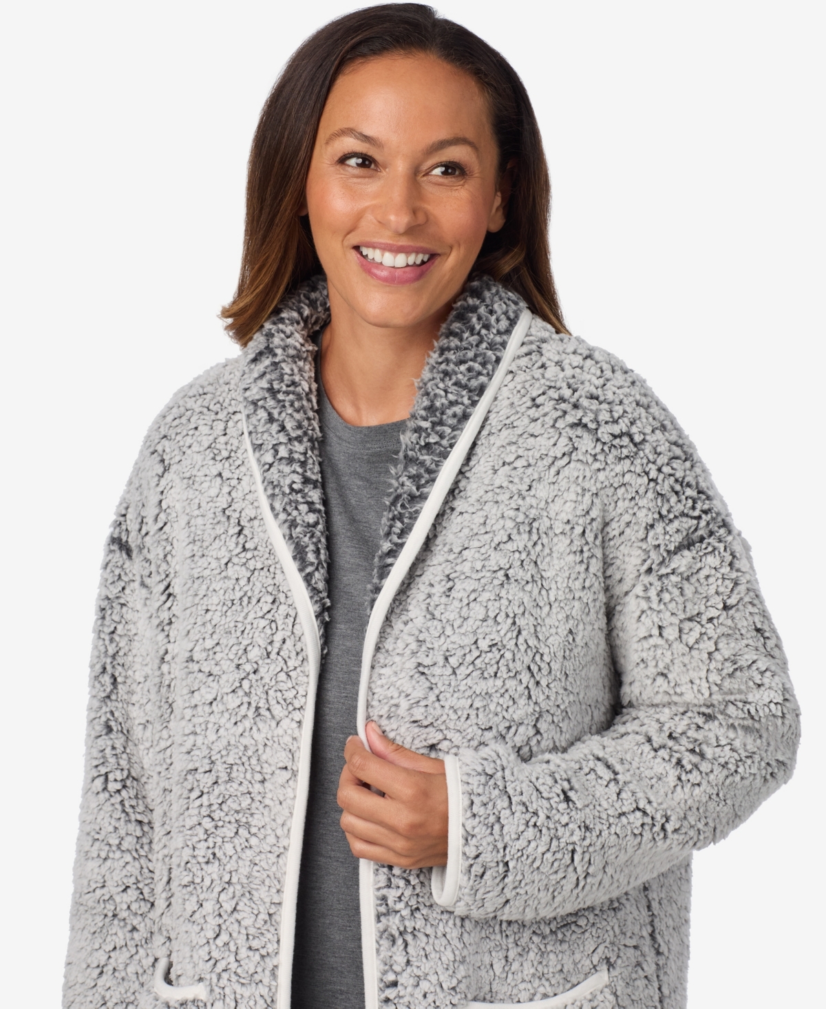 Cuddl Duds Women's Long Sleeve Cardigan In Gray