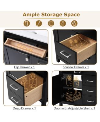 30-Inch Blue Bathroom Vanity with Ceramic Sink and Ample Storage - Ideal Choice for Small Bathrooms