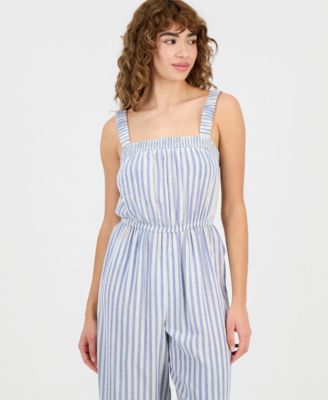 Petite Cotton Smocked-Waist Jumpsuit