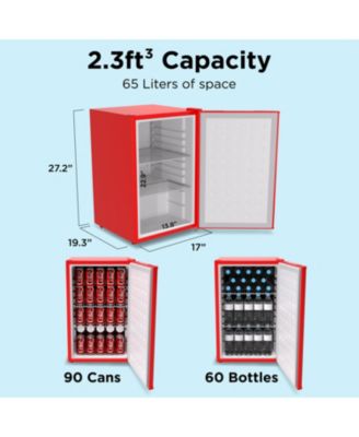 Premium 65 L Solid Door Mini Refrigerator, Freestanding Under-Counter in Red