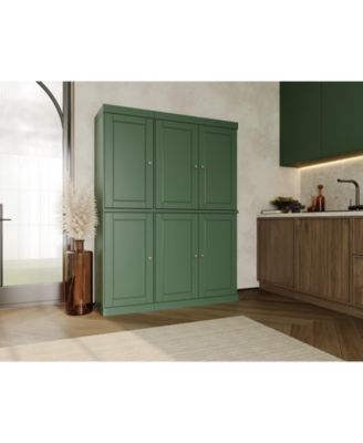 100% Solid Wood Pantry Cabinet with Raised Panel Doors, Adjustable Shelves, 48.5" Wide, 71.5" Tall