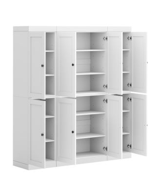 100% Solid Wood 65" Pantry Cabinet with Shaker Doors & Adjustable Shelves