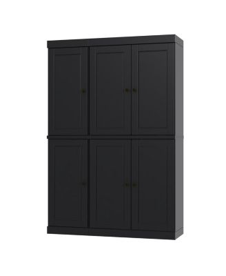 100% Solid Wood Tall Kitchen Pantry Cabinet with Raised Panel Doors