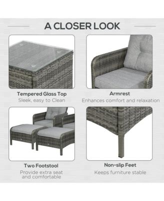 5pcs Outdoor Patio Furniture Set All Weather Wicker Conversation Set