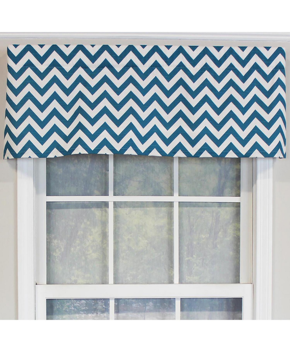 Rlf Home Zig-Zag Tailored 100% Cotton with Fully Lined 3" Rod Pocket Valnance for Windows 50" x 14" Blue