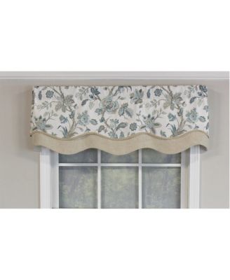 Gianna Glory Valance White. 3" Rod Pocket, Layered, Trimmed. 50"W X 16"L