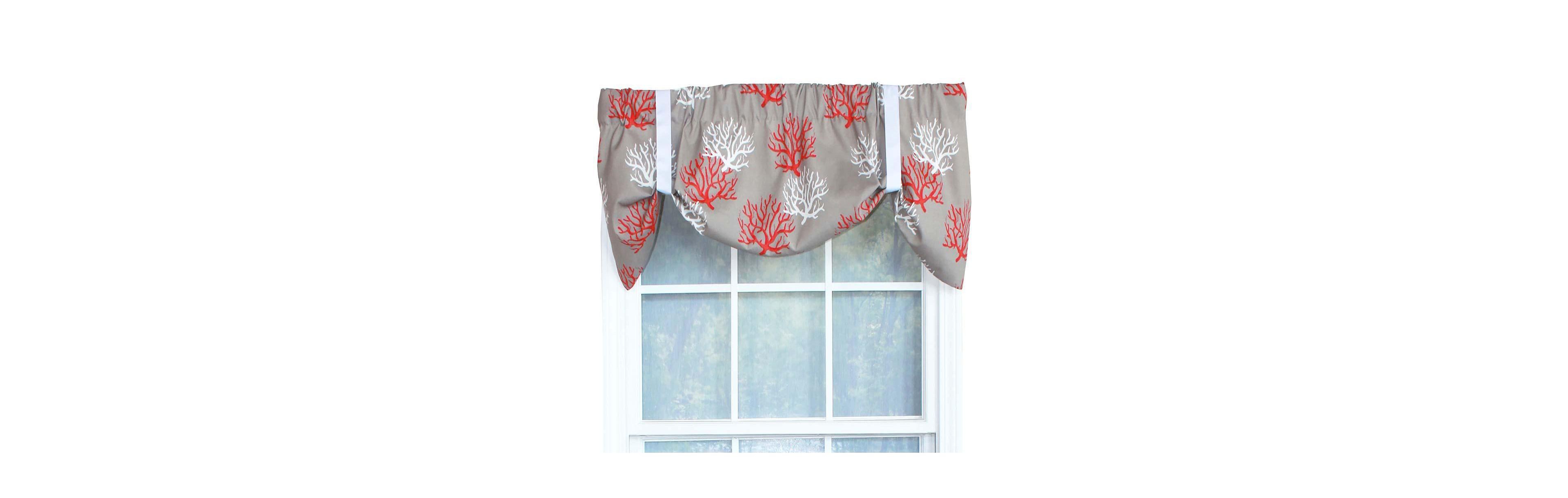 Sea Coral Suspender Style 3" Rod Pocket Valance 50" x 16" Red by Rlf Home