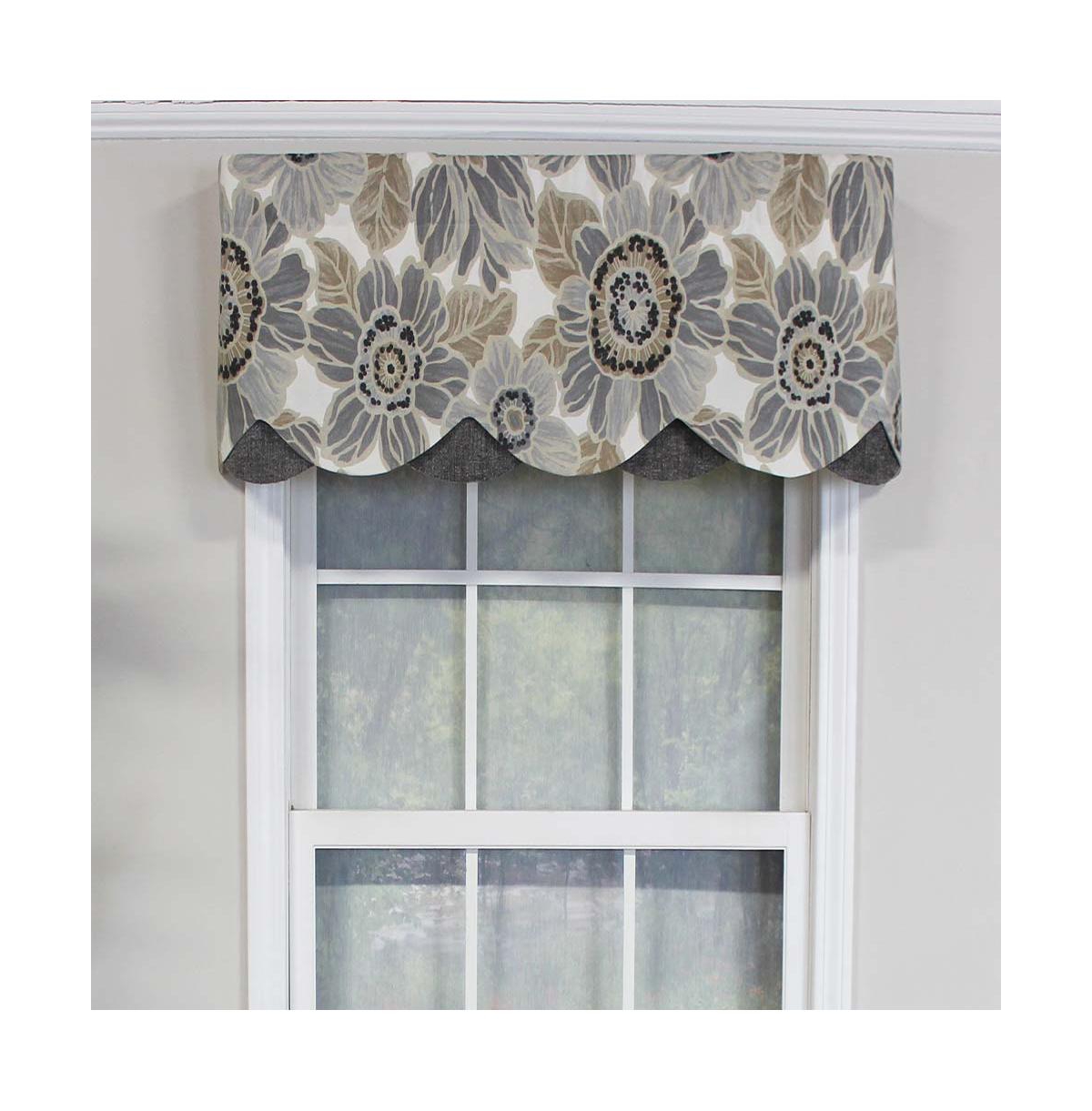 Rlf Home Verona Petticoat Modern Premium Design Printed Valance 3" Rod Pocket 50" x 15" Sand/Gray