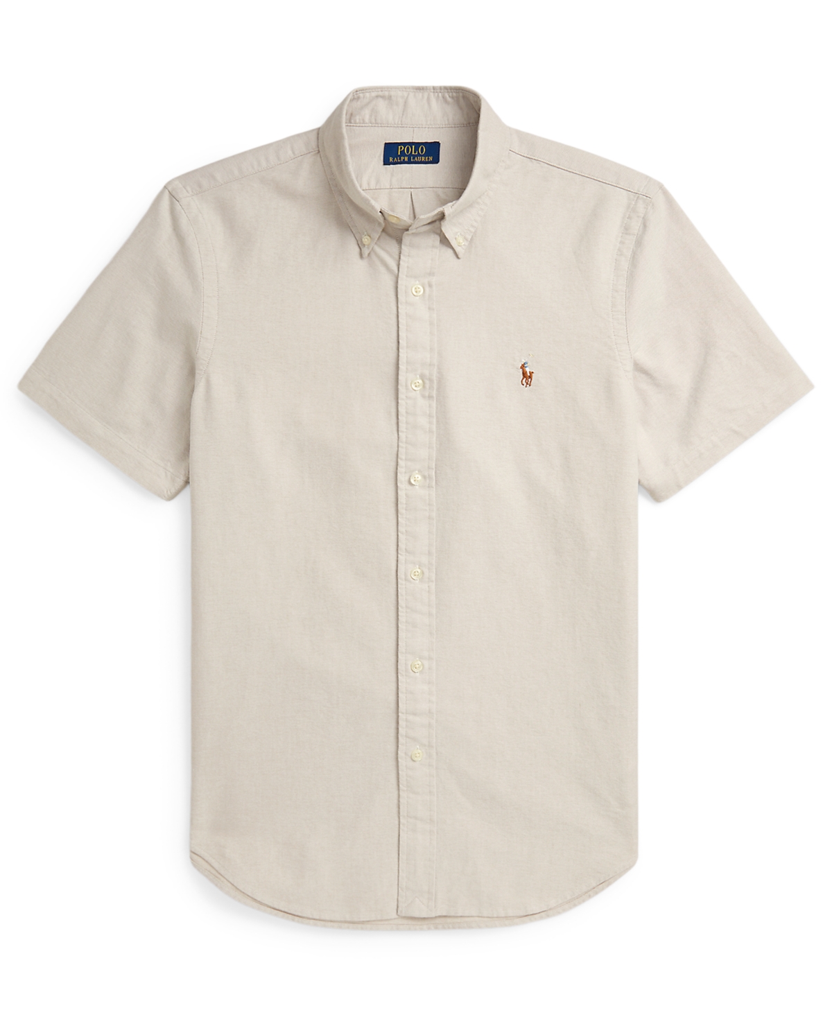Polo Ralph Lauren Classic Fit Short Sleeve Cotton Button-down Oxford Shirt In Neutral
