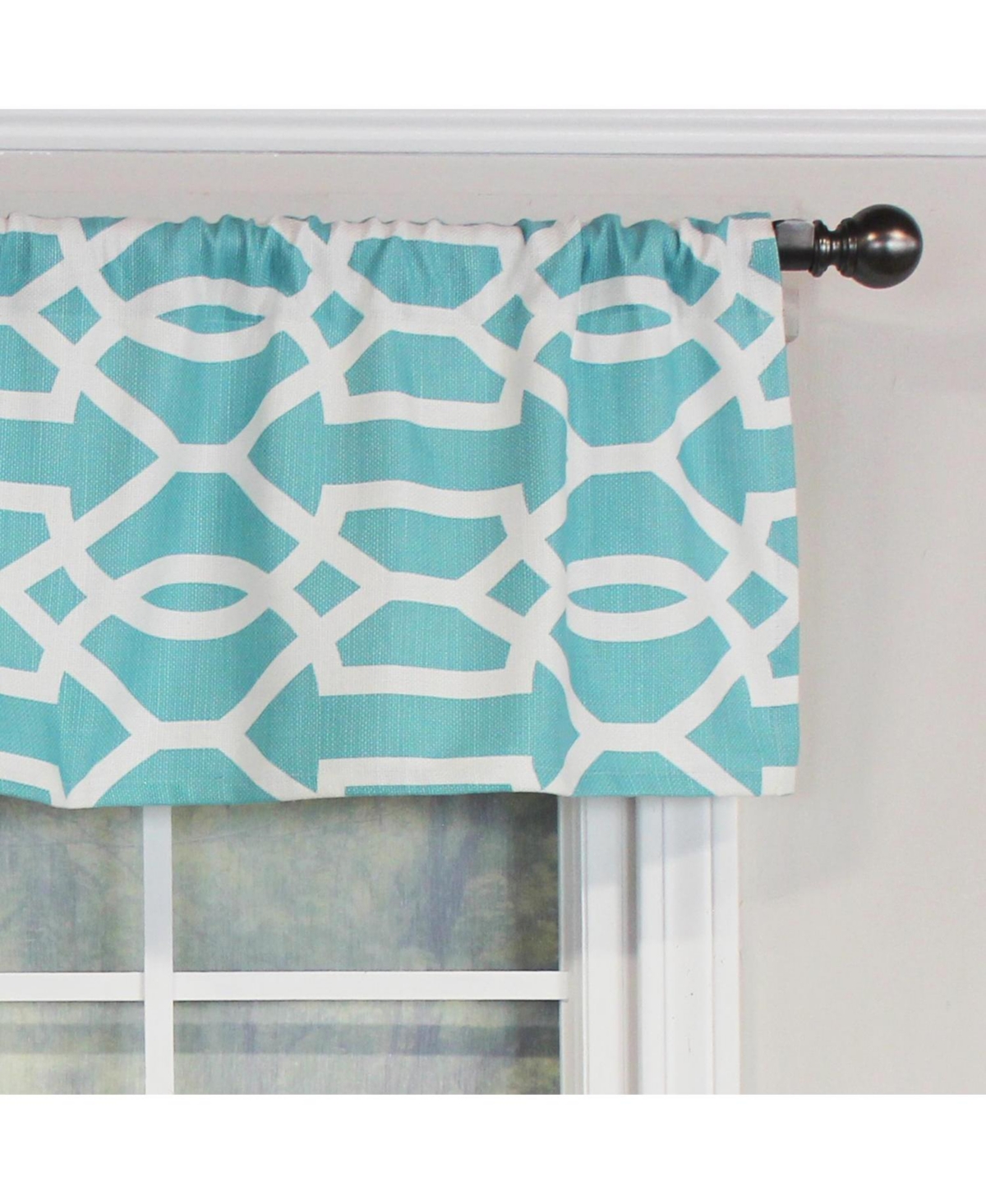 Rlf Home Moroccan Tailored 100% Cotton with Fully Lined 3" Rod Pocket Valnance for Windows 50" x 14" Turquoise