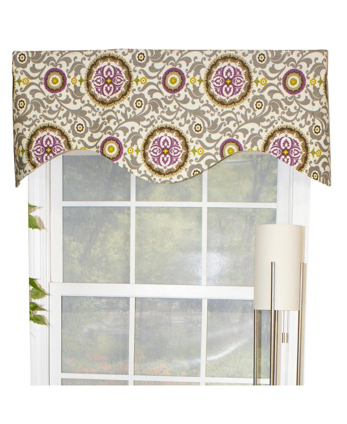 Rlf Home Celestial Cornice 100% Cotton with Fully Lined 3" Rod Pocket Valnance for Windows 50" x 17" Sterling