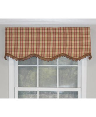 Bazaar Plaid Trimmed Provance 100% Cotton with Fully Lined 3" Rod Pocket Valnance for Windows 50" x 15" Cornflower