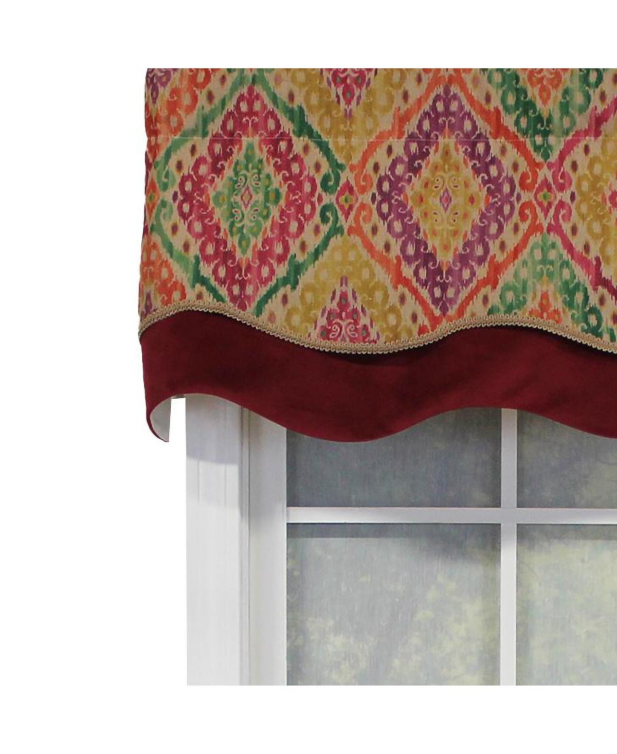 Rlf Home Icicles Trimmed Glory 100% Cotton with Fully Lined 3" Rod Pocket Valnance for Windows 50" x 16" Multi