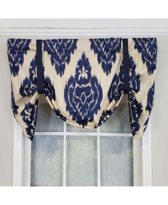 Flame Large Damask Flame Design Tie-Up Window Treatment Valance 3" Rod Pocket 50" x 23" Navy Blue/Ivory