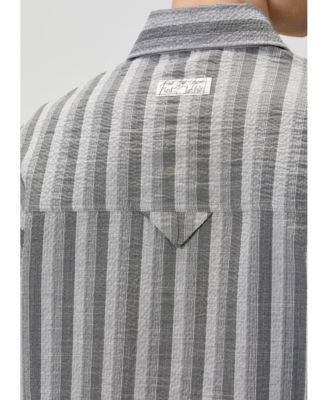 Men's Linen-Blend Checked Woven Button-Up Shirt