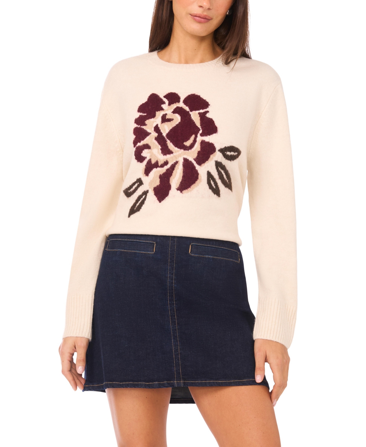 Vince Camuto Women's Rose Crewneck Pull-On Sweater