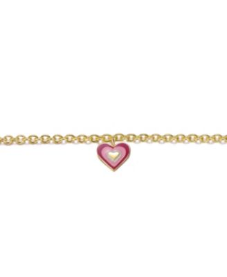 Sterling Silver 14k Gold Plated Colored Enamel Halo Heart Charm Bracelet