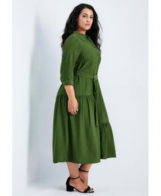 Women's Plus Size Flora Belted Shirtdress