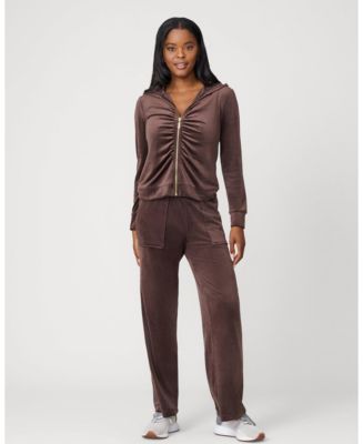 Cable & Gauge Women's Ruched Zip-Up Velour Set - Macy's