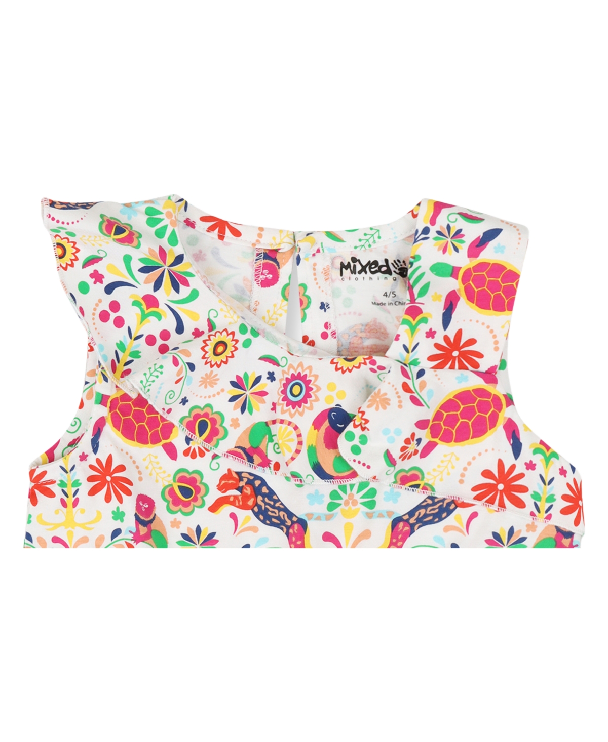 Mixed Up Clothing Girls Asymmetric Ruffle Cozy Animal Print Shorts Romper