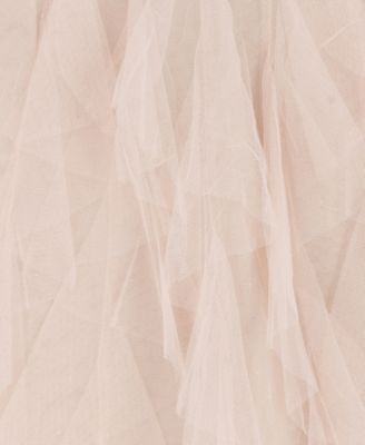 Girls' 2T-6X Round Neck Cascading Detail Mesh Dress