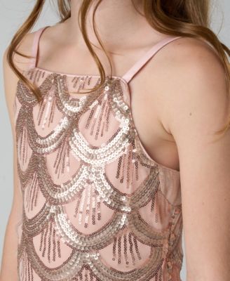 Girls' 7-16 Scallop Sequin Sleeveless Mini Dress
