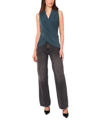 Women's Crossover Wrap-Front Sleeveless Top