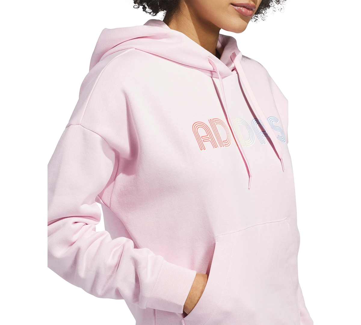 Adidas Originals Women's Wordmark Graphic Hooded Sweatshirt In Pink