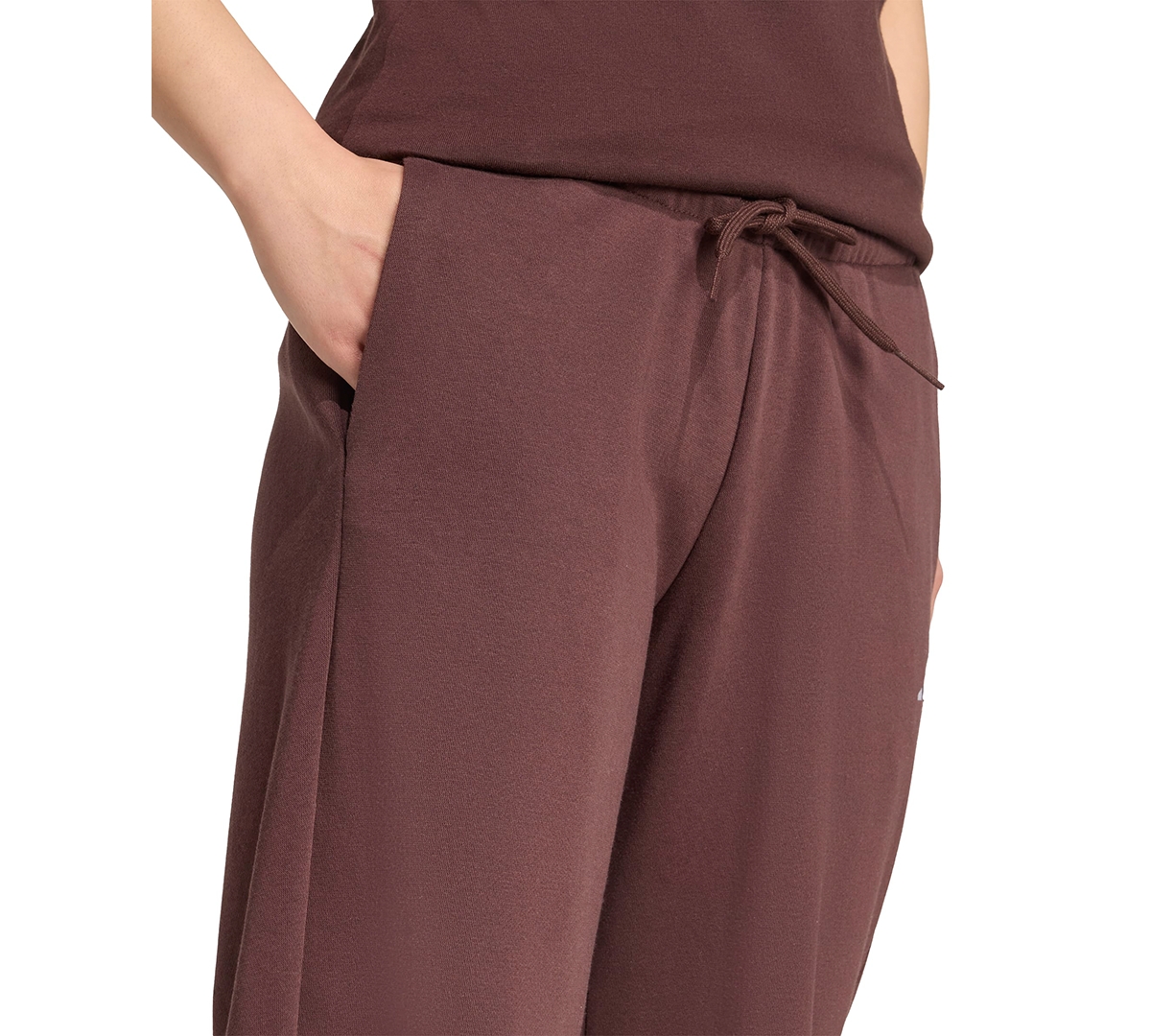 Adidas Originals Women's Essentials Feel Cozy Mid-rise Open-hem Pants In Burgundy