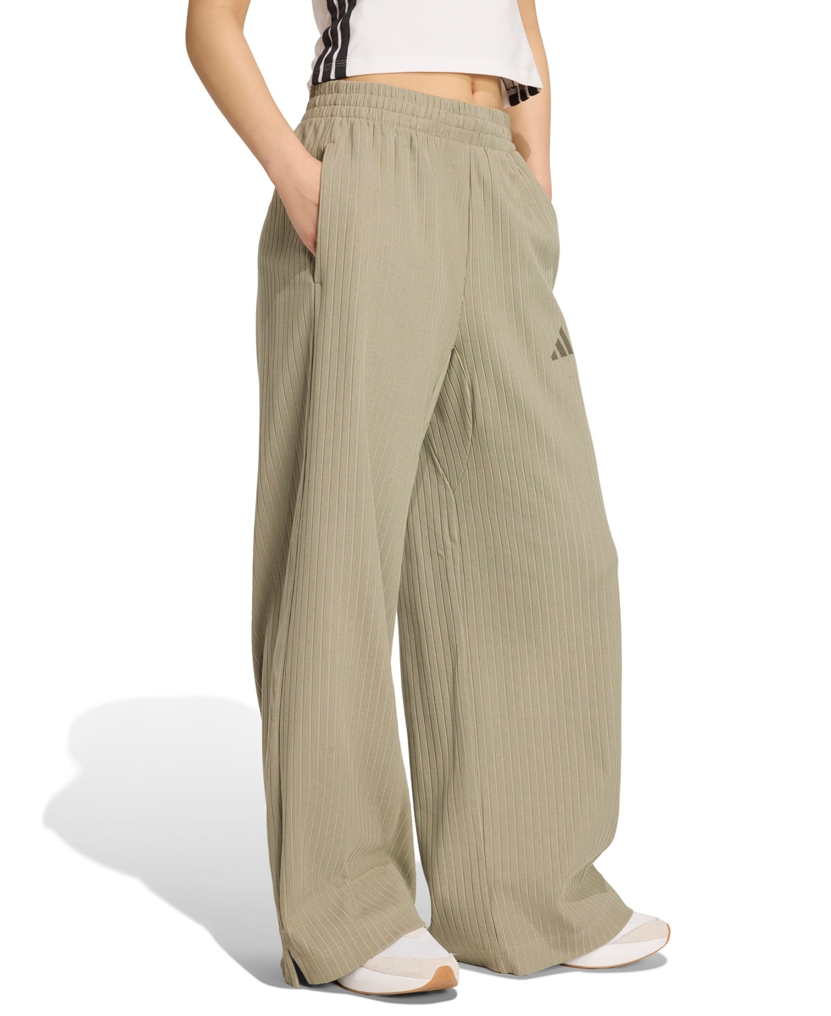 Adidas Originals Women's Loose Wide Leg Pants In Gray
