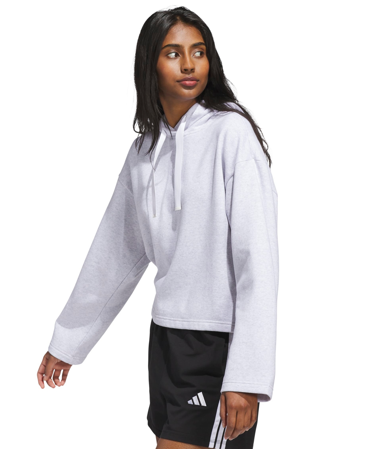 Adidas Originals Women's Fleece 3-stripes Loose-fit Hoodie In White