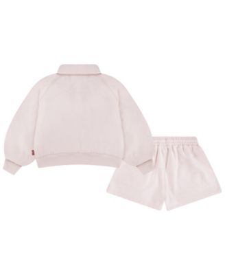 Girls' Toddler 2T-4T Collar Sweatshirt and Shorts, 2-Piece Set