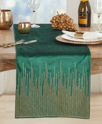 Velvet Beaded Lines Table Runner, 16" x 72"