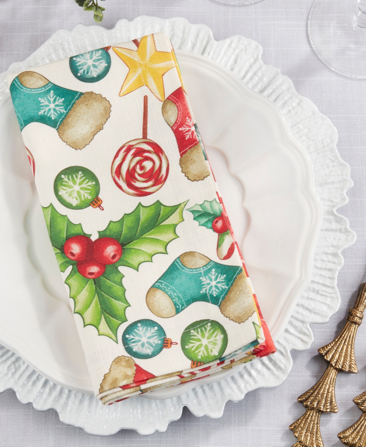 Saro Lifestyle Christmas Napkin, Set of 4