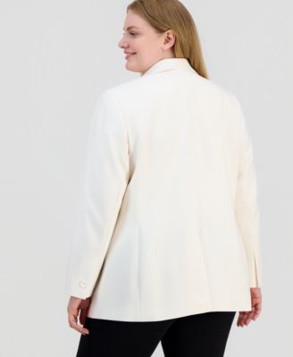 Plus Size Floral Appliqu&eacute; Notched Collar Blazer