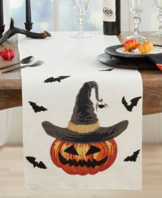 Linen Blend Pumpkin Table Runner, 16" x 70"