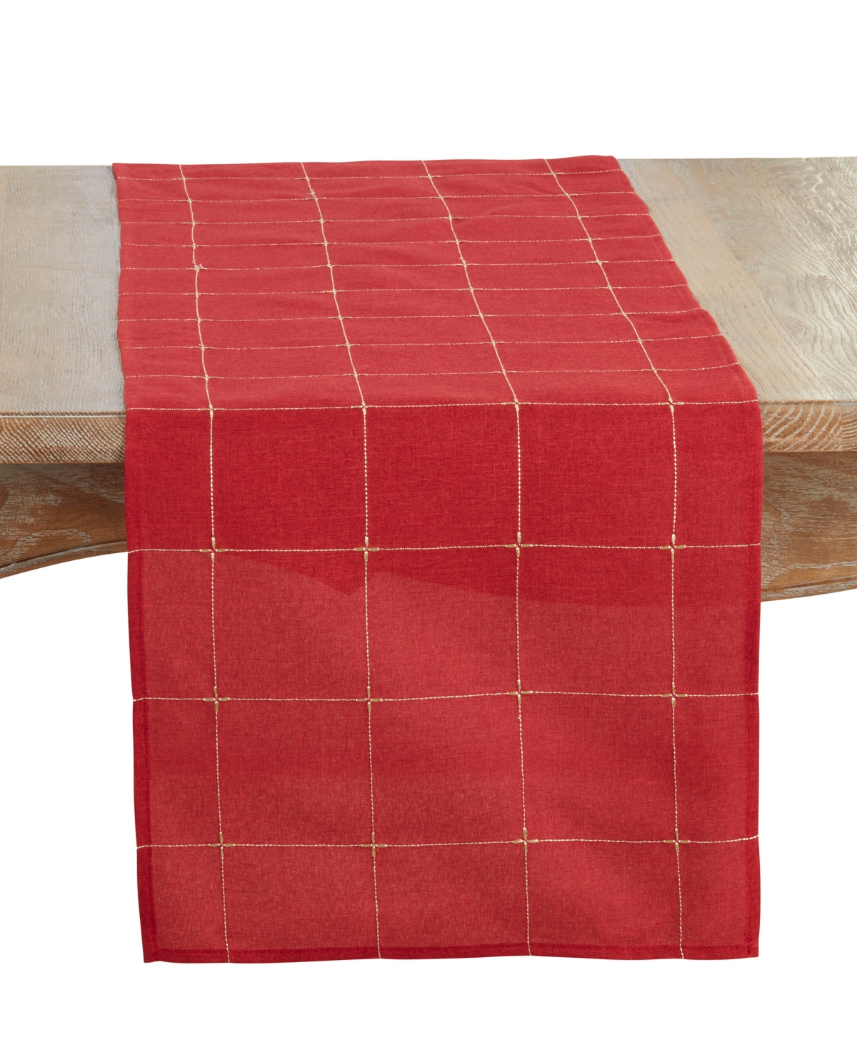 Saro Lifestyle Embroidered Table Runner, 16" X 70" In Red