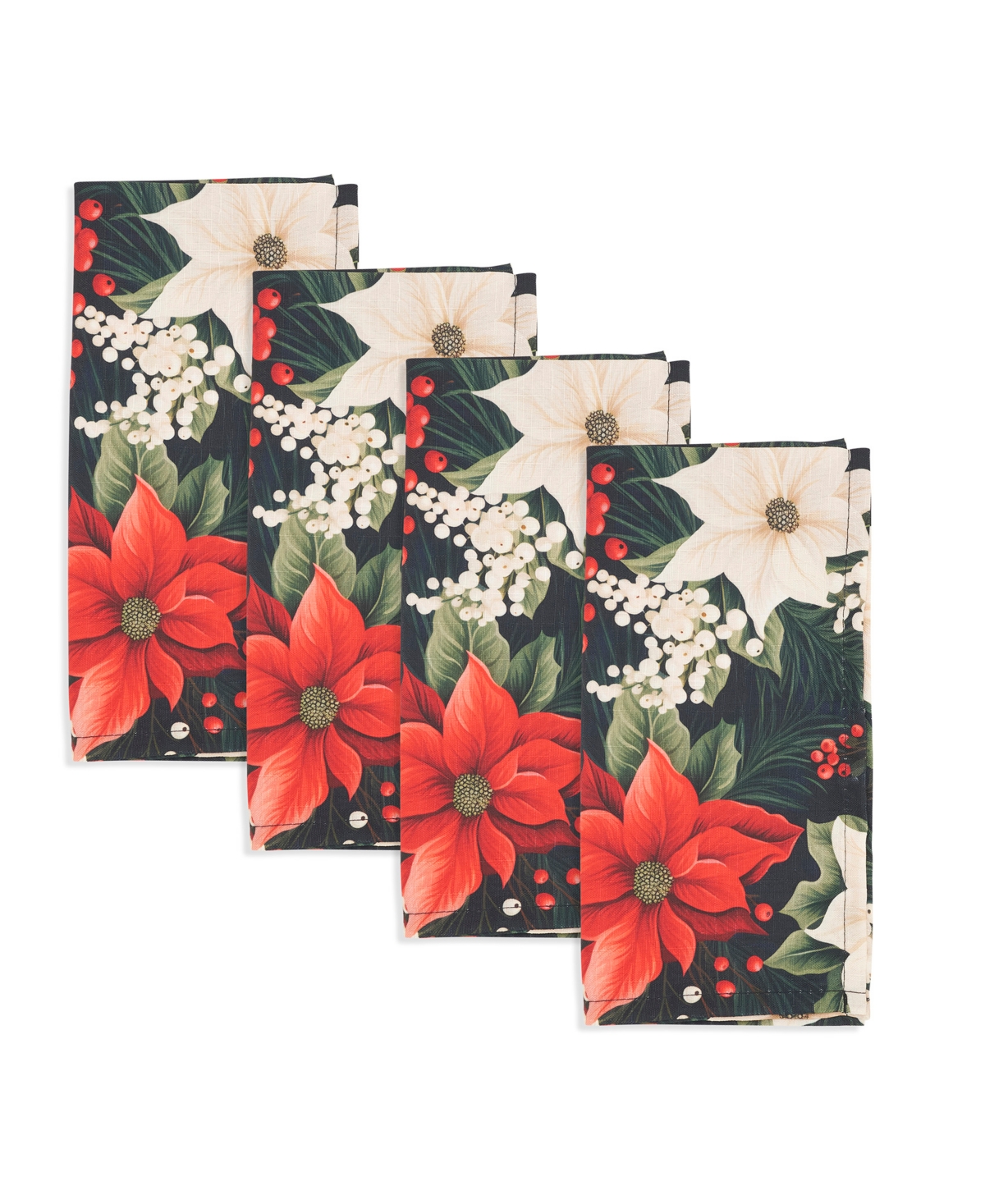 Saro Lifestyle Winter Bloom Poinsettia Napkin, Set of 4