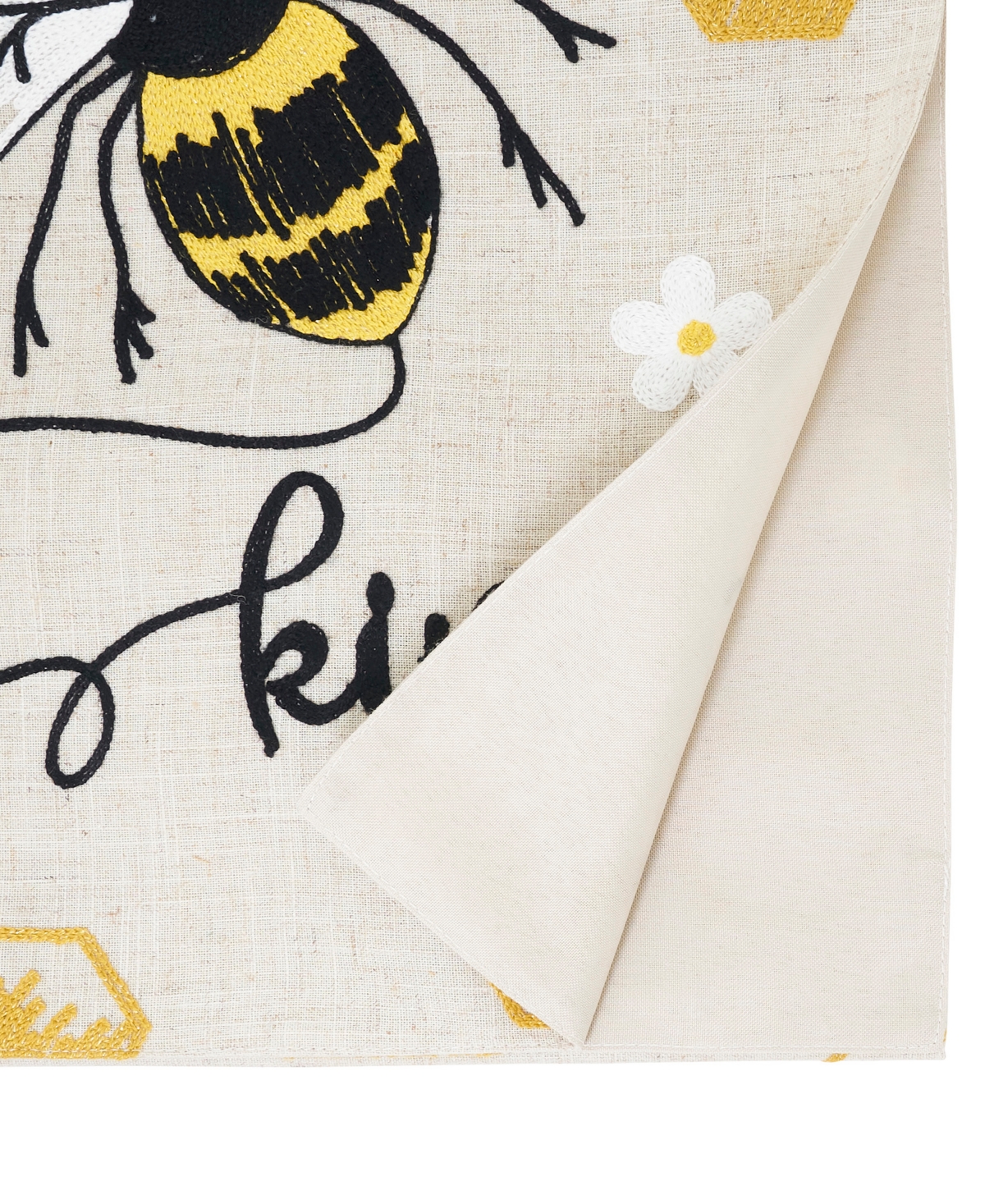 Saro Lifestyle Linen Blend Bee Kind Honeycomb Table Runner, 16" x 70"