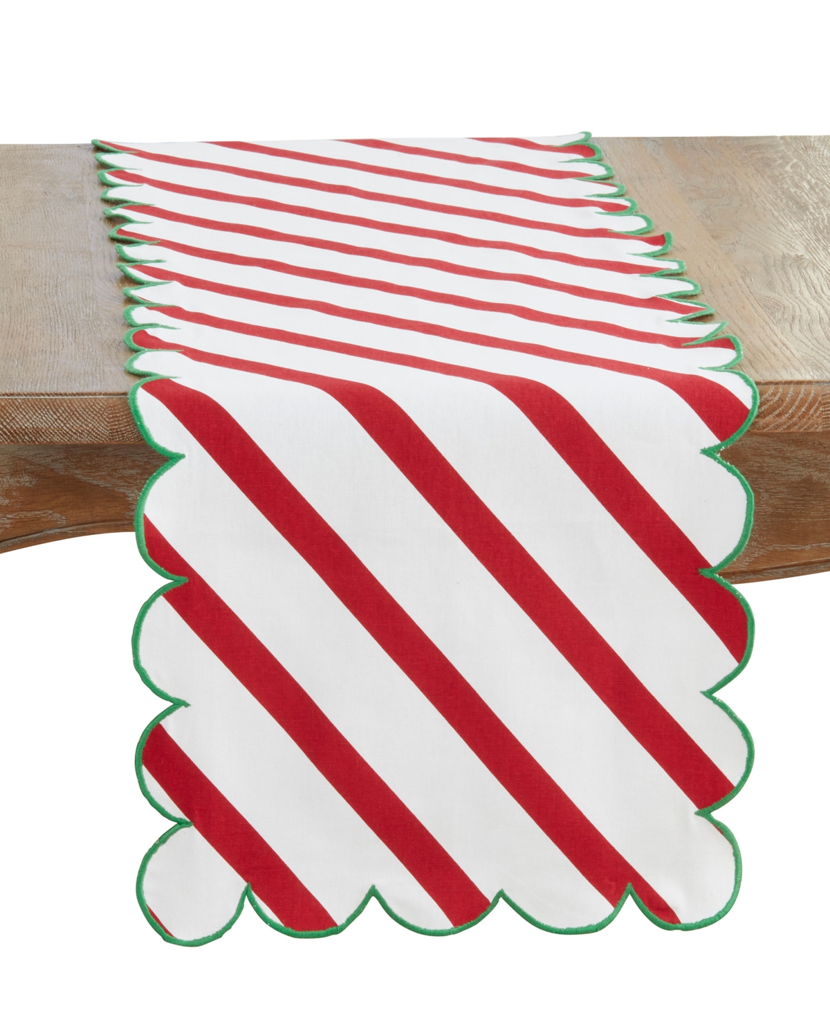 Saro Lifestyle Scalloped Table Runner, 16" X 72" In Green