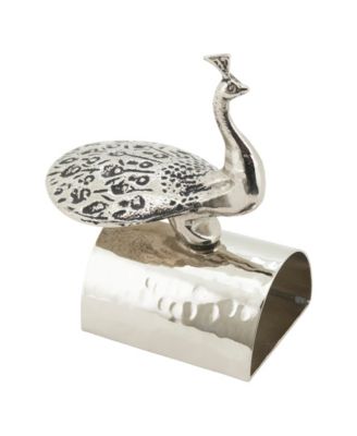 Gilded Peacock Napkin Ring, Set of 4