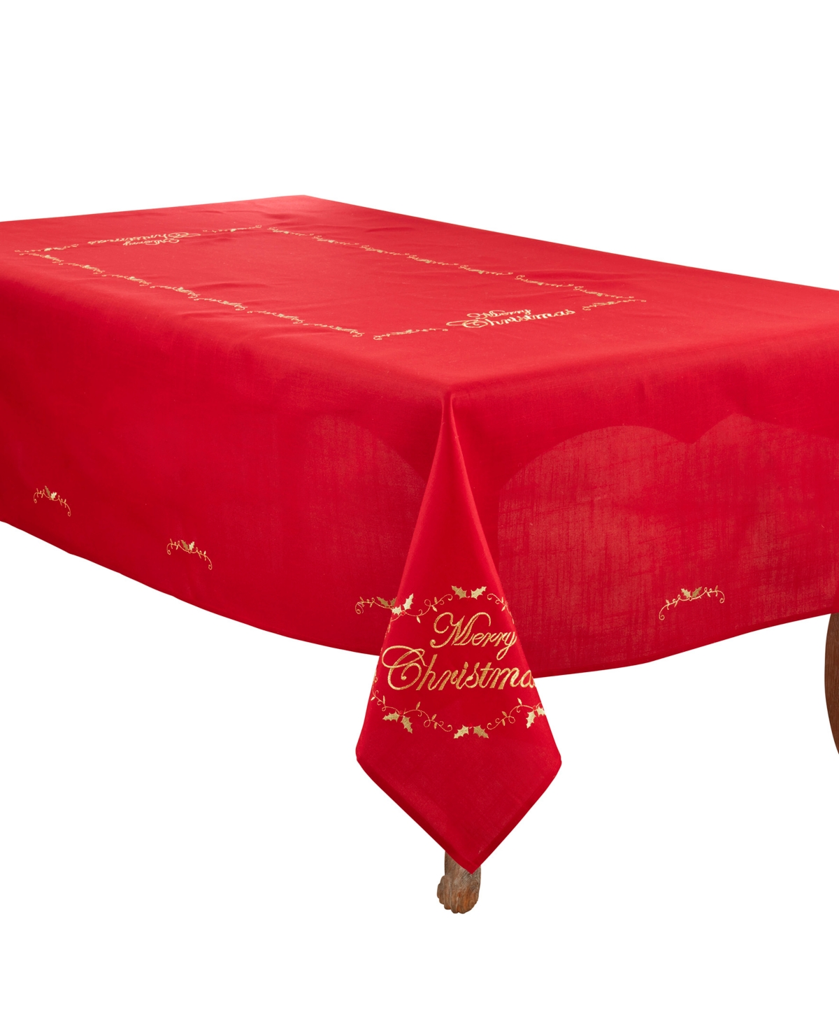 Saro Lifestyle Merry Christmas Embroidered Design Tablecloth